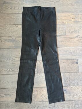 rag & bone Black Leather-Texture Slim Leggings